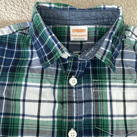 Gymboree toddler boy, 18 to 24 months plaid, long sleeve button-down - Picture 2 of 5